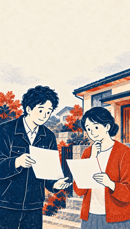 お客様と資料を見ながら話している様子